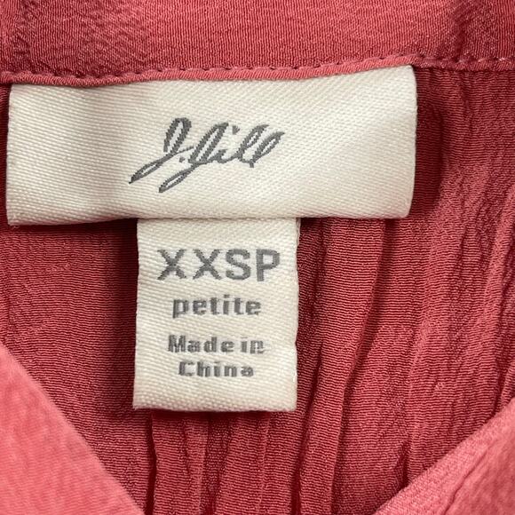 J Jill Top Womens XXSP 2XS Petite Pink Yellow Ombre Silk Crinkle Button Up - Picture 12 of 16